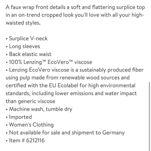 NEW BP Nordstrom Surplic V-neck Crop Top - Green Hannah Kate 1X - Picture 7 of 7